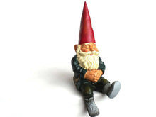 UpperDutch:Gnomes,Gnome Figurine,  Gnome after a design by Rien Poortvliet, 9 INCH figurine, David the Gnome, sitting gnome.