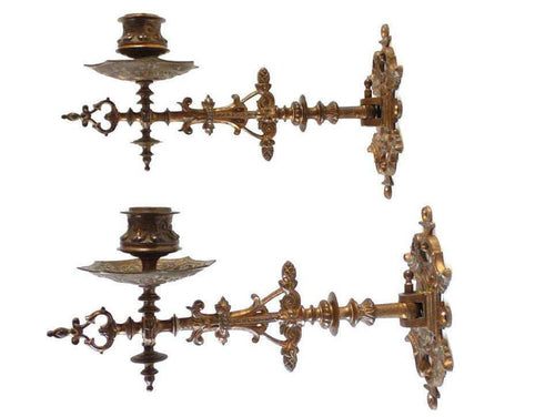 UpperDutch:Candelabras,Piano Sconses  Pair Antique Solid Brass Victorian Piano Candelabra  piano candle holder, candle wall sconce.