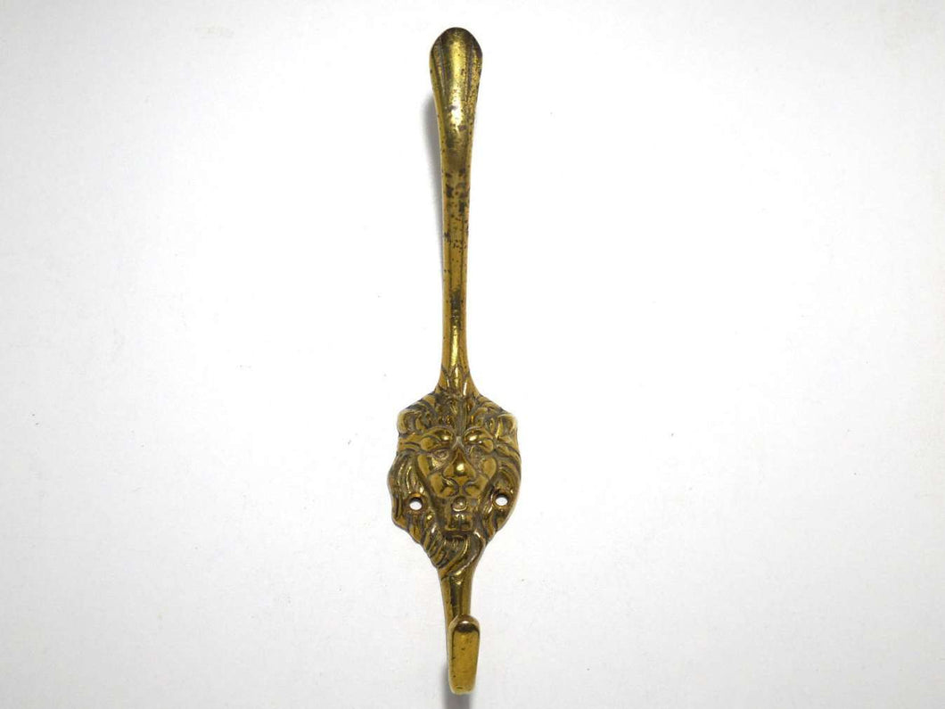 UpperDutch:Hooks and Hardware,1 (ONE) Solid Brass Lion Head Wall hook, Vintage Coat hook, Hanger.