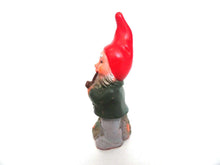 UpperDutch:Gnomes,Gnome, Vintage Small Gnome figurine. Made in West-Germany. Pipe smoking gnome.