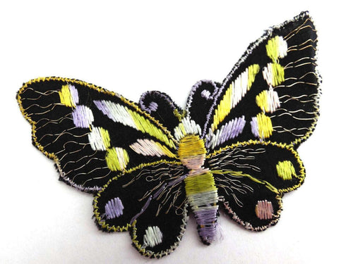 UpperDutch:Sewing Supplies,Butterfly applique, 1930s vintage embroidered applique. Vintage patch, sewing supply. Applique, Crazy quilt.
