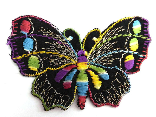 UpperDutch:Sewing Supplies,Butterfly applique, 1930s vintage embroidered applique. Vintage patch, sewing supply. Applique, Crazy quilt.