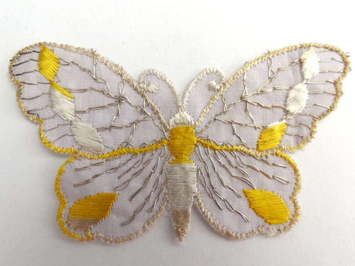 UpperDutch:Sewing Supplies,Applique, 1930s vintage embroidered butterfly applique. Vintage patch, sewing supply. Applique, Crazy quilt.