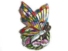 UpperDutch:Sewing Supplies,Antique Applique butterfly applique, 1930s vintage embroidered applique. Vintage floral patch, sewing supply.