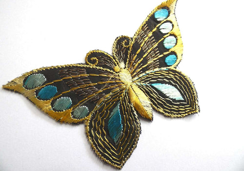 UpperDutch:Sewing Supplies,Butterfly applique, 1930s vintage embroidered applique. Vintage patch, sewing supply. Applique, Crazy quilt.