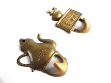 UpperDutch:Hooks and Hardware,Set of 2 Brass Kitchen hooks, Towel hooks. Small Vintage hooks.