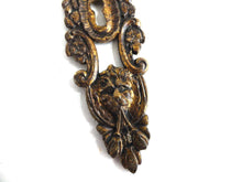 UpperDutch:Hooks and Hardware,1 (ONE) Antique Solid Brass Keyhole cover, escutcheon, keyhole frame, Antique Keyhole cover with Lion Head, victorian style.