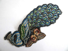 UpperDutch:Sewing Supplies,Peacock Applique 1930s Antique Embroidered Peacock applique, patch. Vintage bird patch, sewing supply.