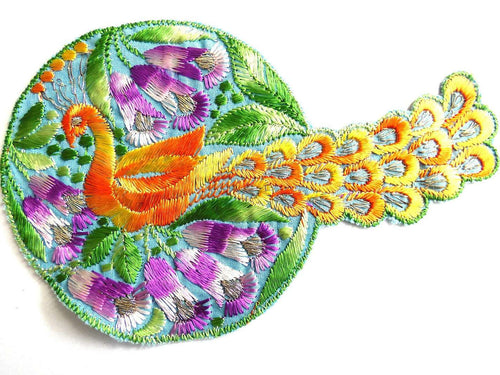 UpperDutch:Sewing Supplies,Peacock Bird Applique, 1930s Vintage Embroidered Peacock applique, application, patch. Vintage patch, sewing supply.