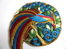 UpperDutch:Sewing Supplies,Bird of paradise Applique 1930s Vintage Embroidered Bird applique, application, patch. Vintage patch, sewing supply.