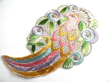 UpperDutch:Sewing Supplies,Bird of paradise, Antique Bird Applique, 1930s  Embroidered Bird applique, application, patch. Vintage patch, sewing supply.