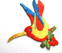 UpperDutch:Sewing Supplies,Hummingbird Applique, 1930s Vintage Embroidered Bird applique, patch. Vintage patch, sewing supply. Crazy Quilt.