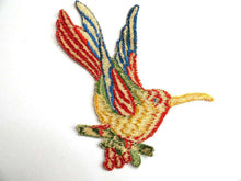 UpperDutch:Sewing Supplies,Hummingbird Applique, 1930s Vintage Embroidered Bird applique, patch. Vintage patch, sewing supply. Crazy Quilt.