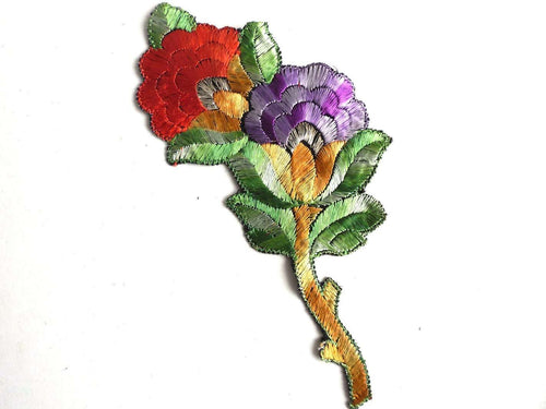 UpperDutch:Sewing Supplies,Applique, flower applique, 1930s vintage embroidered applique. Vintage floral patch, sewing supply.