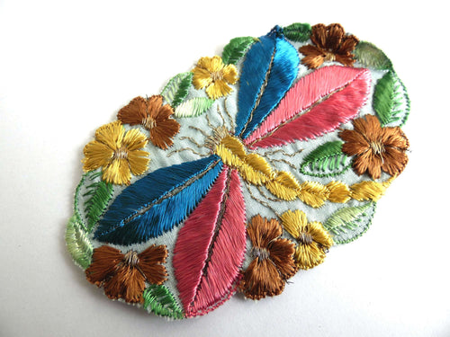 UpperDutch:Sewing Supplies,Dragonfly Applique 1930s vintage embroidered dragonfly applique. Vintage patch, sewing supply. Applique, Crazy quilt.