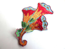 UpperDutch:Sewing Supplies,Flower applique, 1930s vintage embroidered applique. Trumpet flower.