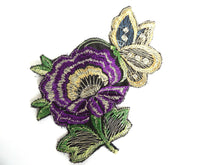 UpperDutch:Sewing Supplies,Antique Applique butterfly on flower applique, 1930s vintage embroidered applique. Vintage floral patch, sewing supply.