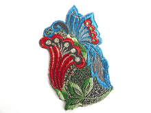 UpperDutch:Sewing Supplies,Applique, butterfly on flower applique, 1930s vintage embroidered applique. Vintage floral patch, sewing supply.