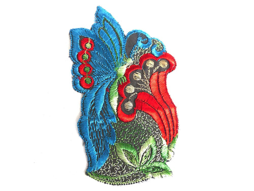 UpperDutch:Sewing Supplies,Applique, butterfly on flower applique, 1930s vintage embroidered applique. Vintage floral patch, sewing supply.