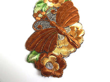 UpperDutch:Sewing Supplies,Applique, butterfly on flower applique, 1930s vintage embroidered applique. Vintage floral patch, sewing supply.