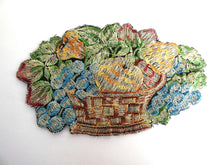 UpperDutch:Sewing Supplies,Fruit basket applique, 1930s vintage embroidered applique. Vintage patch, sewing supply.