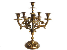 UpperDutch:Candelabras,Candle holder Heavy Solid Brass 6 arm Candelabra.