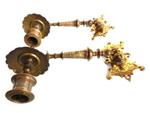UpperDutch:Candelabras,Piano Sconses. Set of 2 Antique Solid Brass Victorian Piano Candelabra  piano candle holders, candle wall sconce.