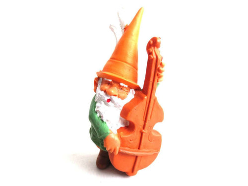 UpperDutch:,ONE Music Gnome figurine, Cello playing gnome. After a design by Rien Poortvliet, Brb collectible pocket, miniature garden gnome.