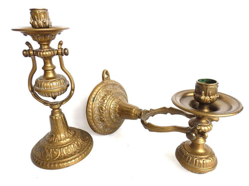 UpperDutch:Candelabras,Set of 2 Nautical Sconces - Pair Antique Brass Nautical Sconce - candle holder - candle wall sconce - Ship Sconces - Gimble.