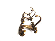 UpperDutch:Hooks and Hardware,Set of 3 pcs Solid Brass Ornate Wall hook, Coat hook, Victorian Style hook made in Italy, Coat rack supply, storage supply.