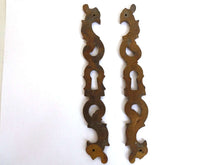 UpperDutch:Hooks and Hardware,Set of 2 Solid Brass Keyhole covers, escutcheons, keyhole frames, plates. Keyhole cabinet door covers ornate style hardware.