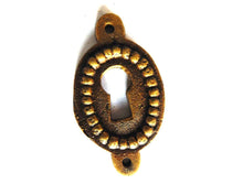 UpperDutch:Hooks and Hardware,1 (ONE) small Oval Keyhole cover, Antique brass escutcheon, key hole frame, plate.