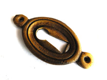 UpperDutch:Hooks and Hardware,Oval Keyhole cover, Antique brass escutcheon, key hole frame, plate.