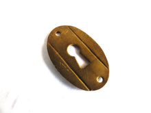 UpperDutch:Hooks and Hardware,1 (ONE) small Oval Keyhole cover, Vintage brass escutcheon, key hole frame, plate.