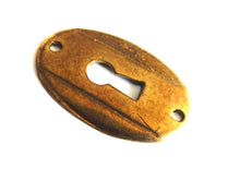 UpperDutch:Hooks and Hardware,1 (ONE) small Oval Keyhole cover, Vintage brass escutcheon, key hole frame, plate.