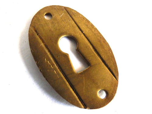 UpperDutch:Hooks and Hardware,1 (ONE) small Oval Keyhole cover, Vintage brass escutcheon, key hole frame, plate.