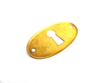 UpperDutch:Hooks and Hardware,1 (ONE) Stamped Keyhole cover, oval brass stamped escutcheon key hole frame / plate.