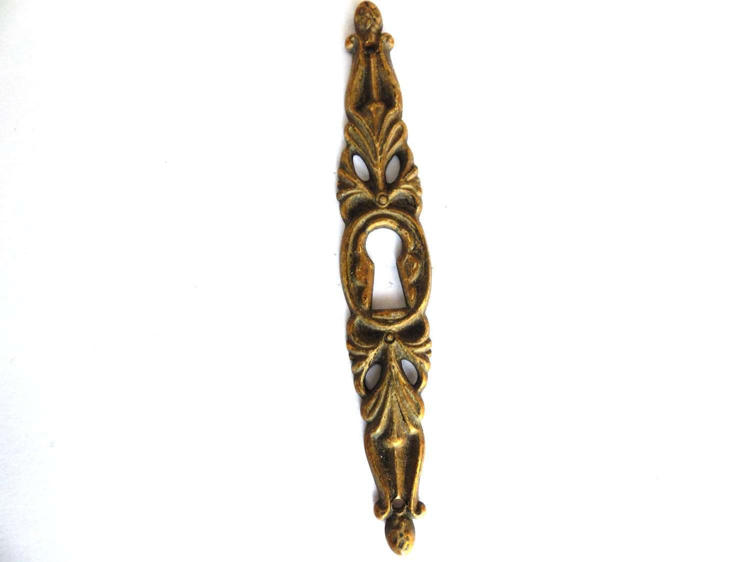 UpperDutch:Hooks and Hardware,Keyhole cover, Antique brass key hole frame, plate. Ornamental escutcheon, cabinet hardware, furniture applique.