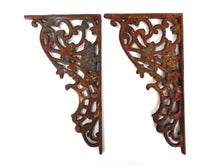 UpperDutch:Hooks and Hardware,Set of 2 Large Rusty Iron French Antique Brackets, Shelf Brackets, Store Decor, 19th Century, Salvage.