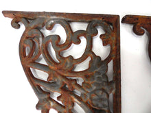 UpperDutch:Hooks and Hardware,Set of 2 Large Rusty Iron French Antique Brackets, Shelf Brackets, Store Decor, 19th Century, Salvage.