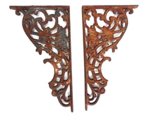 UpperDutch:Hooks and Hardware,Set of 2 Large Rusty Iron French Antique Brackets, Shelf Brackets, Store Decor, 19th Century, Salvage.