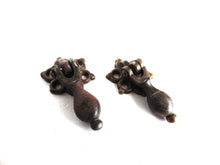 UpperDutch:Hooks and Hardware,Drawer handles, Set of 2 Antique Hanging Drawer Pulls, Metal Cabinet knobs, Small Handles, drawer drop pull.