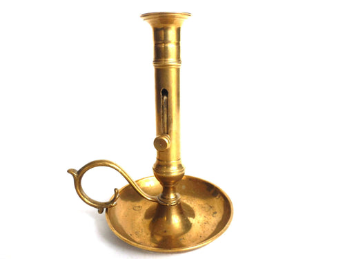 UpperDutch:Candelabras,Candle Holder - Brass Candle Holder - Antique French Candlestick - Adjustable push up Candlestick -  Chamber stick - Lever.