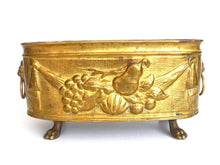 UpperDutch:Planter,Antique Brass Planter with Lion Feet and Lion Handles, Brass Planter, Copper Pot, Antique Copper Planter.