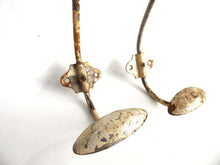 UpperDutch:Hooks and Hardware,Set of 2 French Chipped Coat Hooks Hat hooks, Rusty Chipped Wall hook, Shabby Wall hook, Chipped paint Coat hook, Hanger.