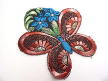 UpperDutch:Sewing Supplies,Butterfly Applique Flower applique, 1930s vintage embroidered applique. Vintage floral patch, sewing supply, silk patch.