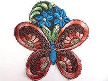 UpperDutch:Sewing Supplies,Butterfly Applique Flower applique, 1930s vintage embroidered applique. Vintage floral patch, sewing supply, silk patch.