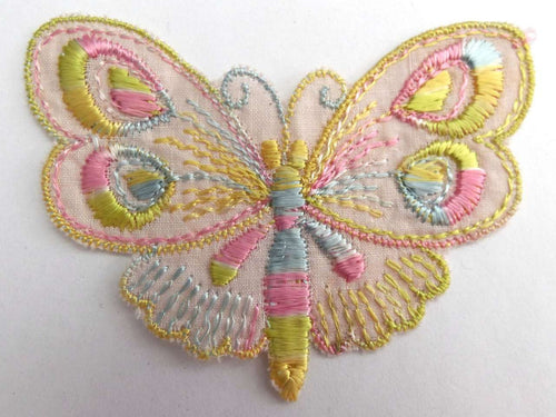UpperDutch:Sewing Supplies,Butterfly applique, 1930s vintage embroidered applique. Vintage patch, sewing supply. Applique, Crazy quilt.