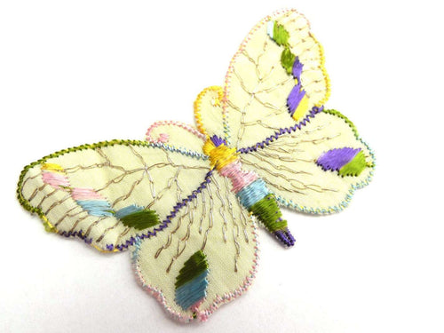 UpperDutch:Sewing Supplies,Butterfly applique, 1930s vintage embroidered applique. Vintage patch, sewing supply. Applique, Crazy quilt.