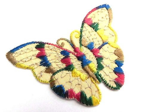 UpperDutch:Sewing Supplies,Butterfly applique, 1930s vintage embroidered applique. Vintage patch, sewing supply. Applique, Crazy quilt.